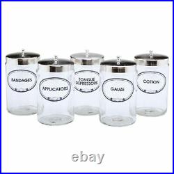 Glass Sundry Jars with Lids (Set of 5 Flint Glass Jars with Covers)