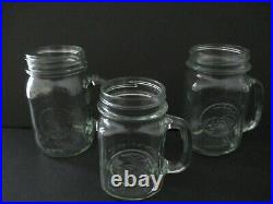 Golden Harvest Clear Glass Mason Jar Mug With Handle & Salt Shaker S/4 Vintage