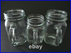 Golden Harvest Clear Glass Mason Jar Mug With Handle & Salt Shaker S/4 Vintage