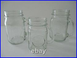 Golden Harvest Clear Glass Mason Jar Mugs With Handles Set of 3 Vintage
