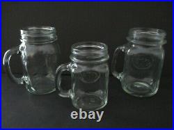 Golden Harvest Clear Glass Mason Jar Mugs With Handles Set of 3 Vintage