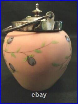 Gorgeous Webb Burmese Art Glass Condiment Jar, Signed