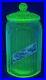 Green Depression 1930s Vaseline Glass Large Sugar Jar Canister With Lid 9