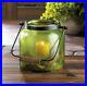 Green Jar Glass Antique Looking Candle Votive Cup Holder Lantern With Handle