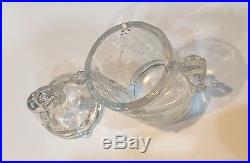 HEISEY Crystal Candy Jar With Lid VTG Orchid Etching, Seahorse Handles Waverly