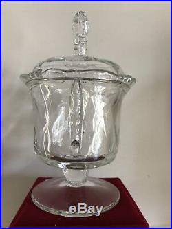 HEISEY GLASS LIDDED JAR SEAHORSE HANDLES Candy Dish HIGH BRILLIANCE EXCELLENT
