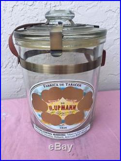 H. Upmann Glass Jar Humidor With Leather Handle