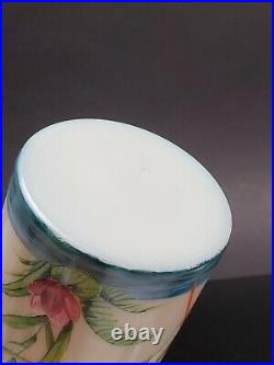 Hand Painted White Opaline Glass Handled Jar