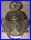 Heisey ORCHID CRYSTAL 5 1/2 CIGARETTE JAR WithCOVER & SEAHORSE HANDLES AS IS