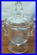 Heisey ORCHID ETCHED Elegant Glass Clear Waverly Seahorse Handle Plume CANDY JAR