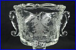 Heisey Orchid Etch Candy Jar Dish With Seahorse Handles
