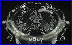 Heisey Orchid Etch Candy Jar Dish With Seahorse Handles