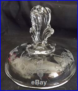 Heisey USA Rose Seahorse Handled Candy Jar with Lid