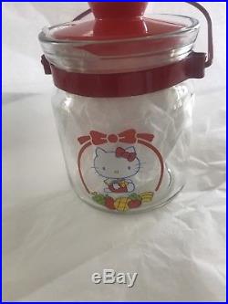 Hello Kitty Vintage Glass Jar with Lid and Handle