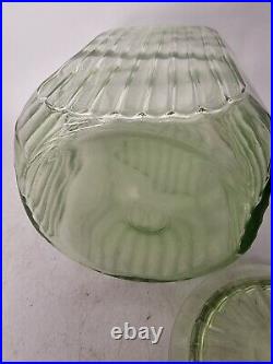 Hocking Depression 1930's Uranium Vaseline Glass Large Jar Canister With Lid 9