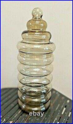 Holmegaard Primula Jacob Bang Smoked Glass 10.25 Apothecary Jar Canister MCM