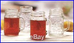 Honey Bee Glass Yorkshire Mason Jar Mugs with Glass Handles 17 Ounce Set of 4