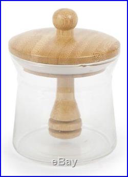 Honey Jar Decor Countertop Glass Handle Hand Wand Home Supply Tableware Box Wood