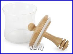 Honey Jar Decor Countertop Glass Handle Hand Wand Home Supply Tableware Box Wood