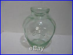 Honey Pot Glass Jar Large Green Tinted Glass No Lid Faux Handles