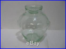 Honey Pot Glass Jar Large Green Tinted Glass No Lid Faux Handles
