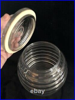 Horizontal Rib (BeeHive) Cookie Jar & Lid 1950's Art Deco