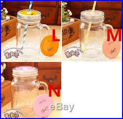 Hot Vintage Drinking Mason Jar With Handle Lid Straw Party Wedding Mug Glass Cup