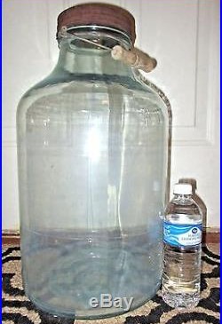 Huge Antique/Vintage 4 Gallon Glass Jar, Wire Bail, Wood Handle
