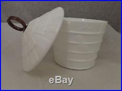 IMPERIAL White Milk Glass Bird Cage Jar Covered Candy Dish w Brass Handle