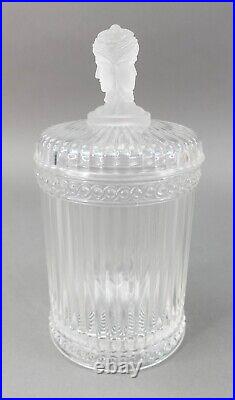 Imperial MMA Metropolitan Museum Of Art Frosted 3 Face Glass Cracker Biscuit Jar