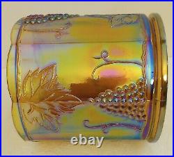 Indiana Carnival Glass, 9 Canister, Marigold, Harvest Grape, Iridescent