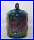 Iridescent Blue Harvest Grapes Candy Jar Indian Glass Vintage 1970’s Stunning