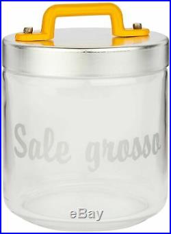 Italo Ottinetti Glass Jar Al Lid Painted Handle Yellow 0.75 Litre Sg, one size