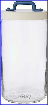 Italo Ottinetti Glass Jar Aluminium Lid Painted Handle Blue 1.5 Litre, one size