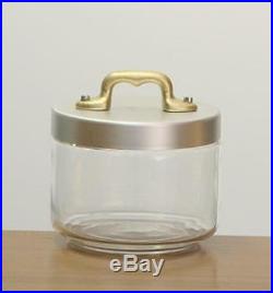 Italo Ottinetti Glass Jar Matte Finish Aluminium Lid Copper Handle 0.5