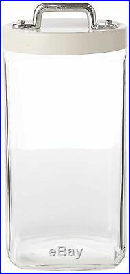 Italo Ottinetti Square Glass Jar Painted Lid Al Handle White 1.5 Litre, one s