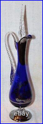 Italy Cobalt Blue Champagne Liquor Glass Jar Cordial Wine Glasses Decanter Set