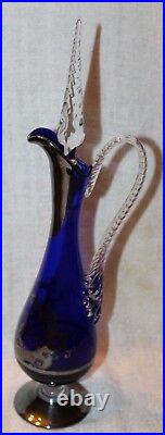 Italy Cobalt Blue Champagne Liquor Glass Jar Cordial Wine Glasses Decanter Set