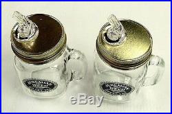 JEREMIAH WEED. SET OF 2 DRINKING JARS WITH FAST-FLO POURER LID AND HANDLE NEW