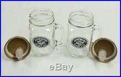 JEREMIAH WEED. SET OF 2 DRINKING JARS WITH FAST-FLO POURER LID AND HANDLE NEW