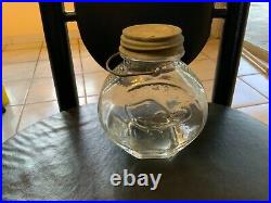 JUMBO Brand PEANUT BUTTER GLASS JAR Frank Tea Co Elephant 2 Pounds/ Lid/Handle