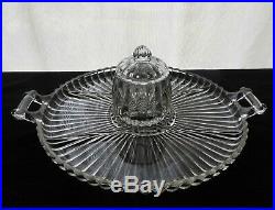 Jeannette Glass Clear National 6 part Handled 15 Tray & Jar 3 piece Relish Set