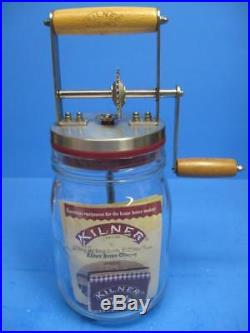 KILNER Butter Churner Old-Fashioned Glass Jar with Wooden Handle and Crank 34oz