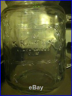 KRAKEN BLACK SPICED RUM LOT OF 4 MASON JAR GLASSES WITH HANDLE 16OZ PINT GLASS
