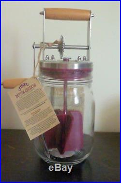 Kilner Butter Churner Glass Jar with Crank Handle Kitchen Tool 34 oz NEW