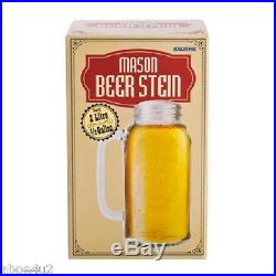 LARGE GIANT HUGE 2 LITRE GLASS MASON JAR BEER STEIN WITH HANDLE UNIQUE GIFT