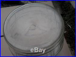 LARGE Glass Barrel Pickle Jar Red Wood Handle Embossed Bottom Morrell Pigs Feet