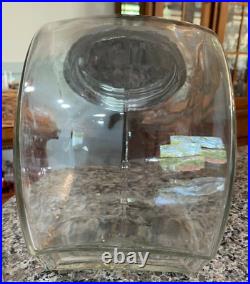 LARGE Vintage Clear Glass General Store Tilted Cookie Candy Jar with Chromed lid