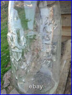 LARGE Vintage MASON Jar Embossed Eagle 1858 18 Clear Crackle Glass Jug Handle