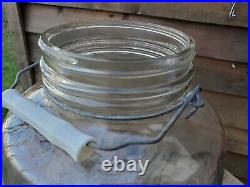 LARGE Vintage MASON Jar Embossed Eagle 1858 18 Clear Crackle Glass Jug Handle